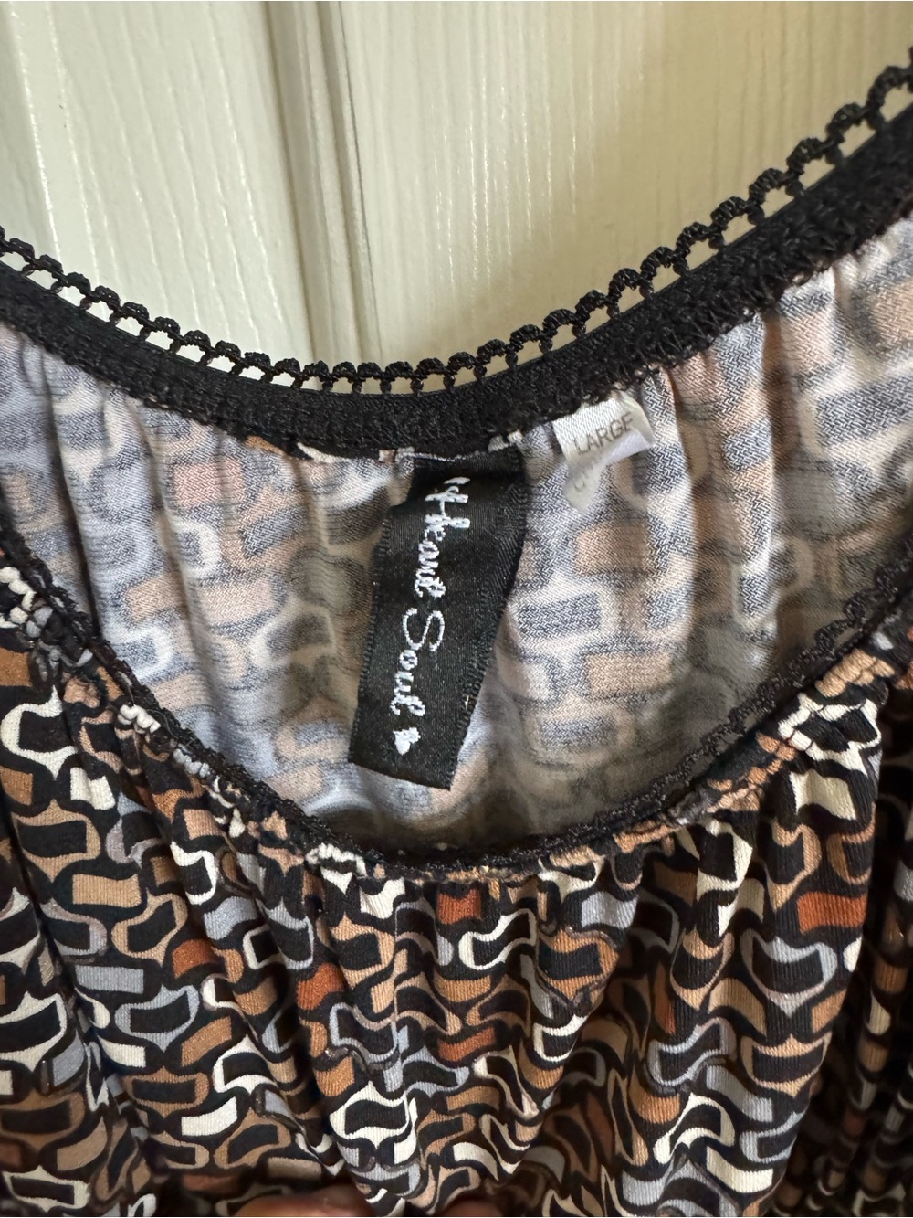 Heart Soul Brown and Black Geometric Short Sleeve Top - Picture 4 of 4